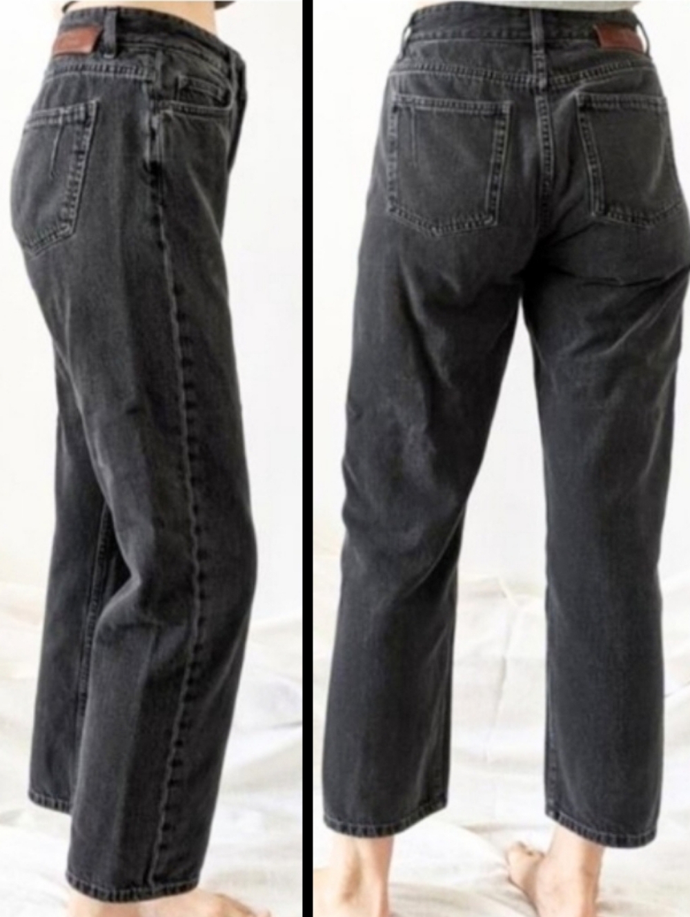 Won Hundred Womens Pearl Black Night Jeans Stone Wash Straight Button Fly Sz 27